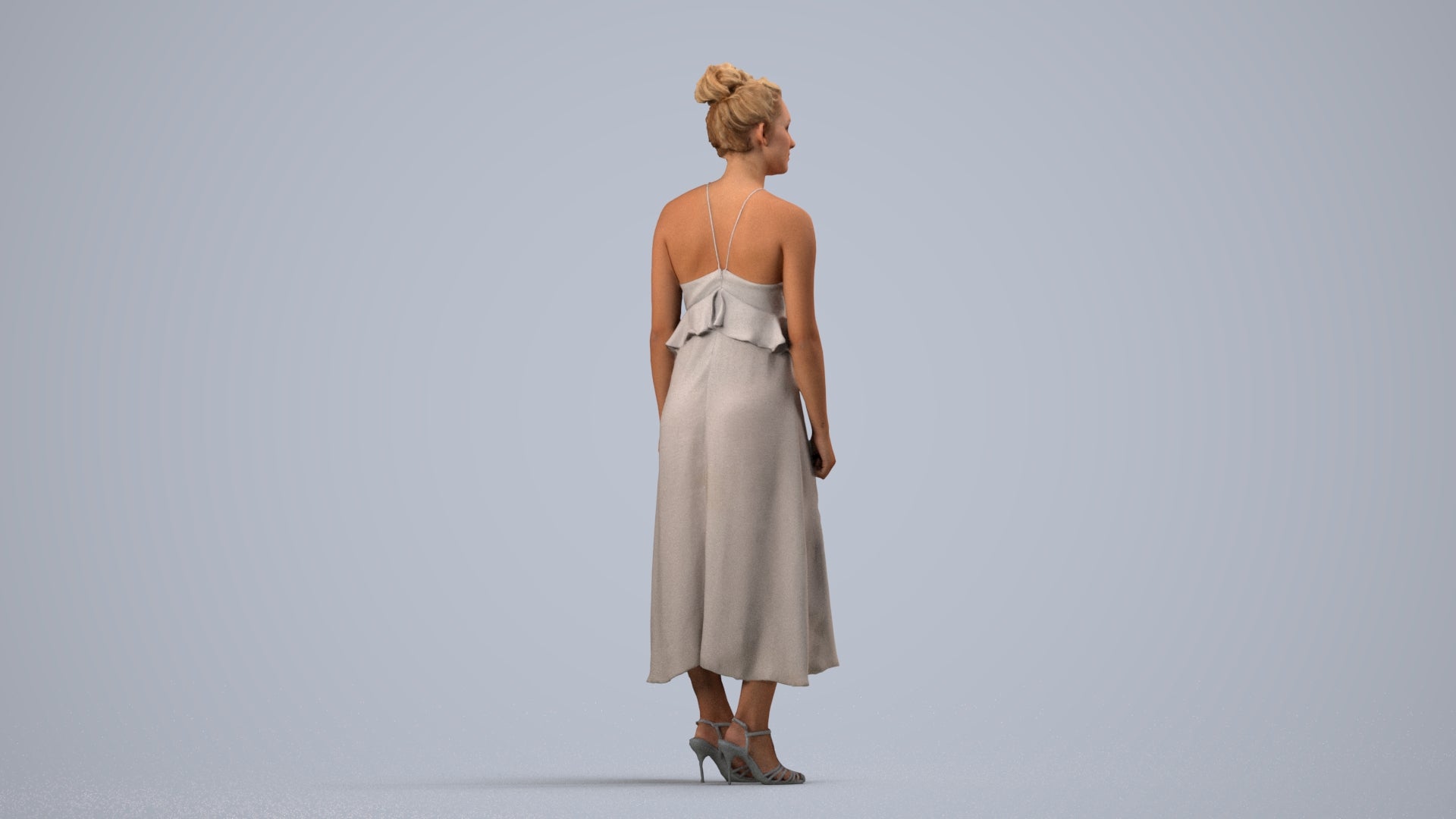 scanned 3D woman formal formalaffairs, photogrammetry people for Enscape and V-Ray, side view render