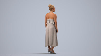 scanned 3D woman formal formalaffairs, photogrammetry people for Enscape and V-Ray, side view render
