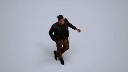 photogrammetry 3D man formal cycling, realistic human model archviz FBX, back view render