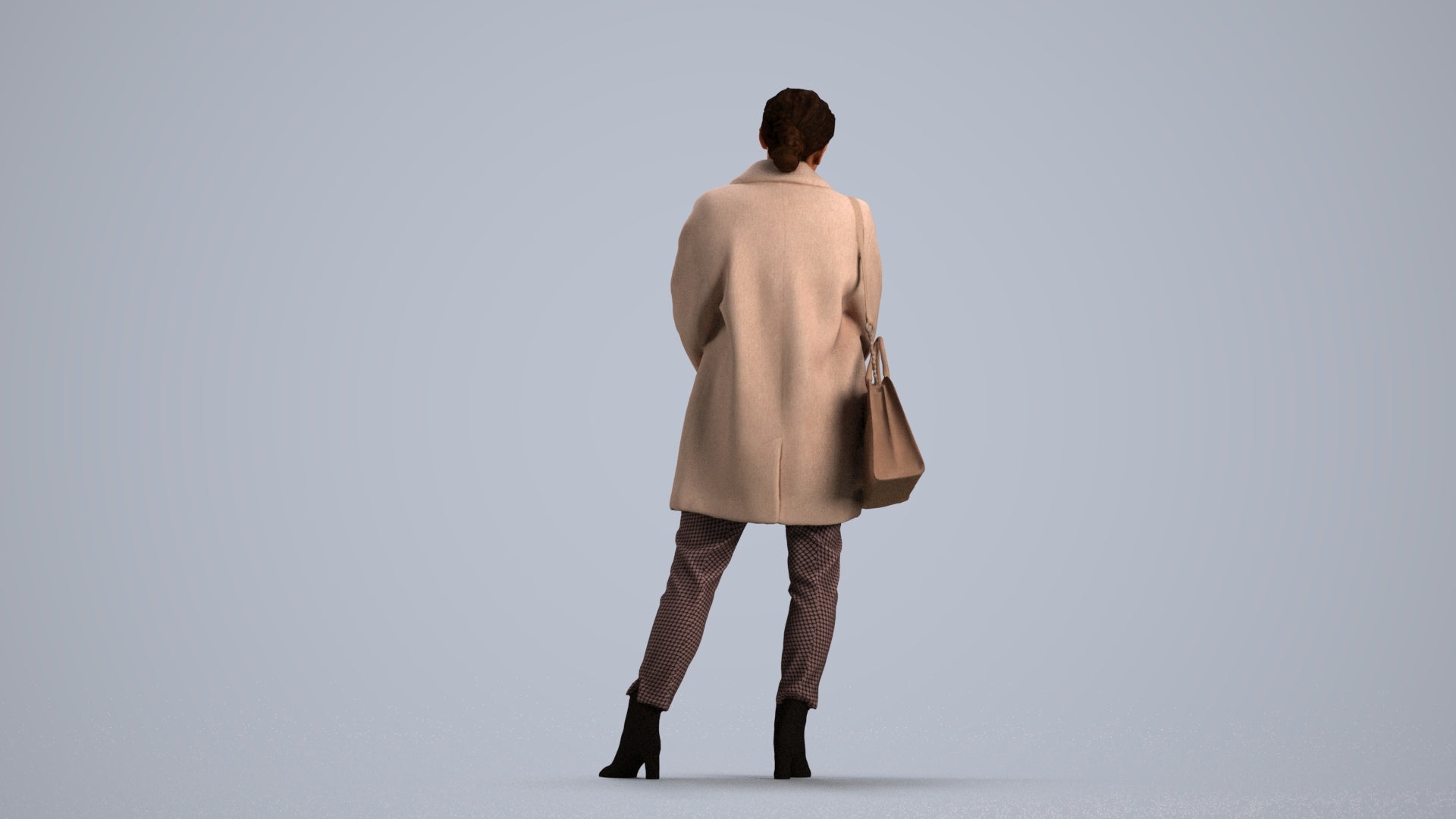 scanned 3D woman business standing, photogrammetry people for Enscape and V-Ray, front view render