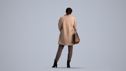 scanned 3D woman business standing, photogrammetry people for Enscape and V-Ray, front view render