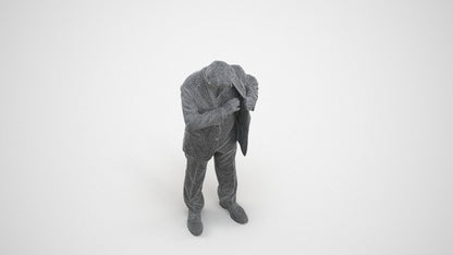realistic 3D senior man business standing, scanned archviz people for Blender and 3ds Max, wireframe three-quarter view