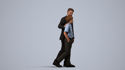 3D people model boy kids, scanned human for 3ds Max rendering, side view render