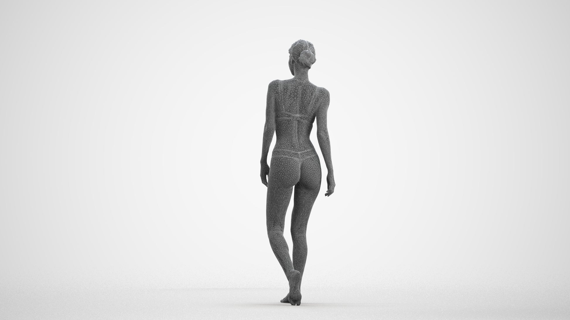 3D scanned woman mix, photorealistic archviz people for Enscape and SketchUp, wireframe front view