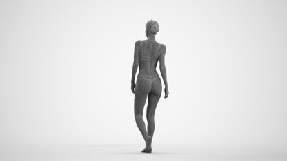 3D scanned woman mix, photorealistic archviz people for Enscape and SketchUp, wireframe front view