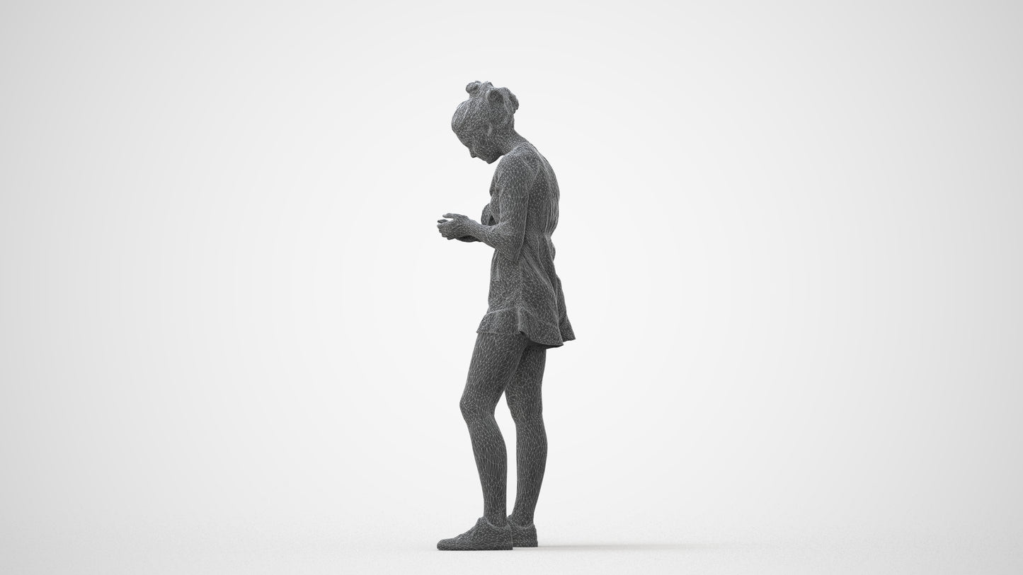 realistic 3D human girl casual kids, archviz people FBX OBJ for Blender, square thumbnail