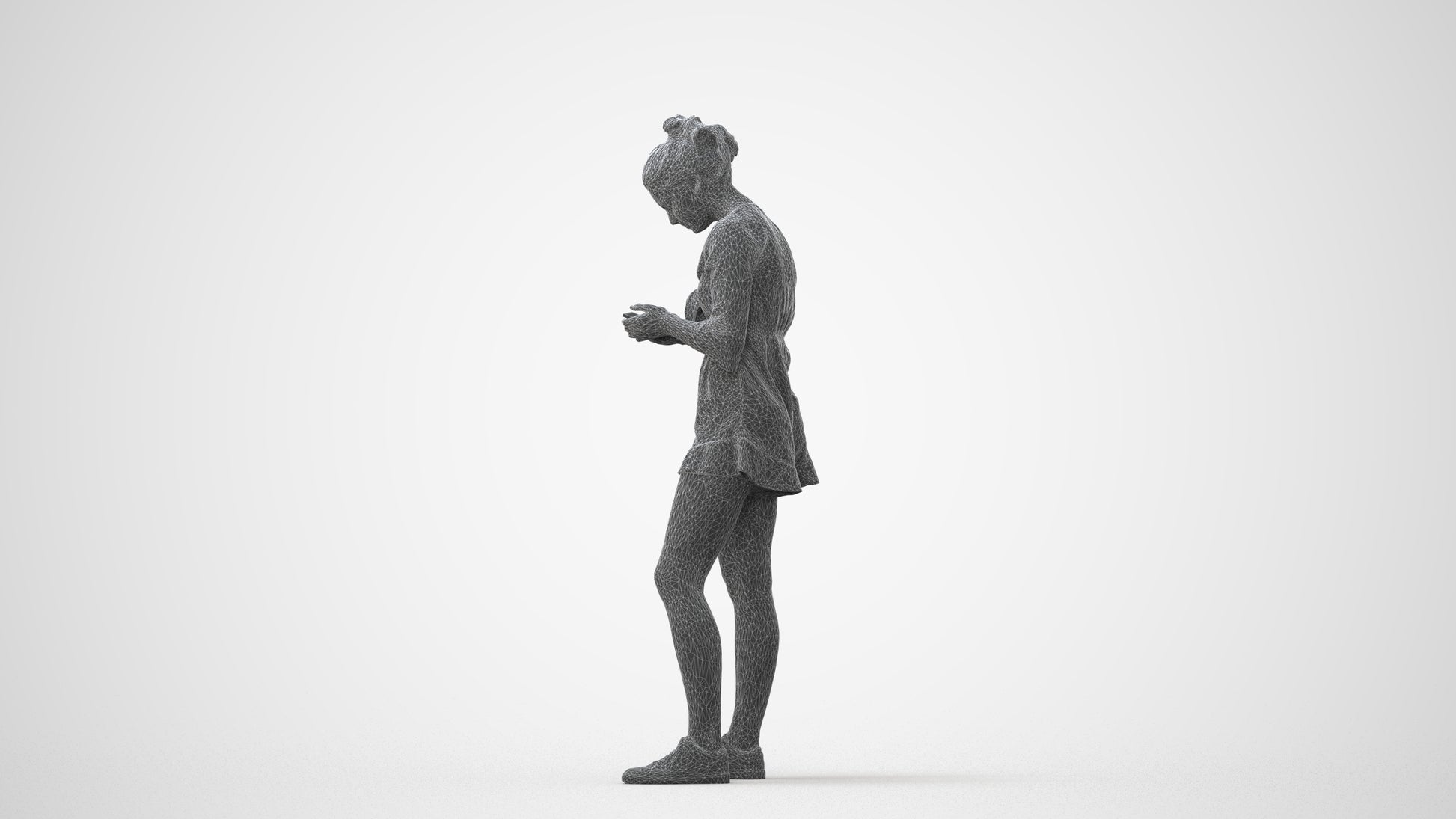 realistic 3D human girl casual kids, archviz people FBX OBJ for Blender, square thumbnail