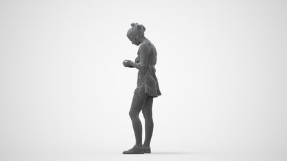 realistic 3D human girl casual kids, archviz people FBX OBJ for Blender, square thumbnail