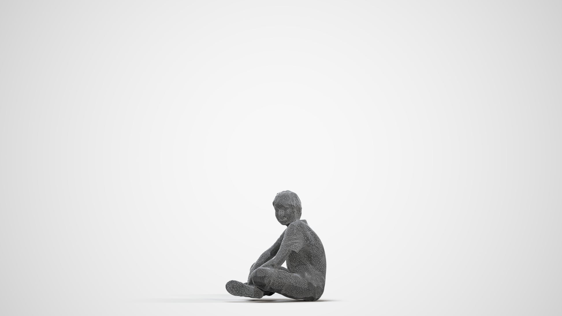 3D human model boy casual kids, photogrammetry scanned person for archviz, three-quarter front view render