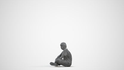 3D human model boy casual kids, photogrammetry scanned person for archviz, three-quarter front view render