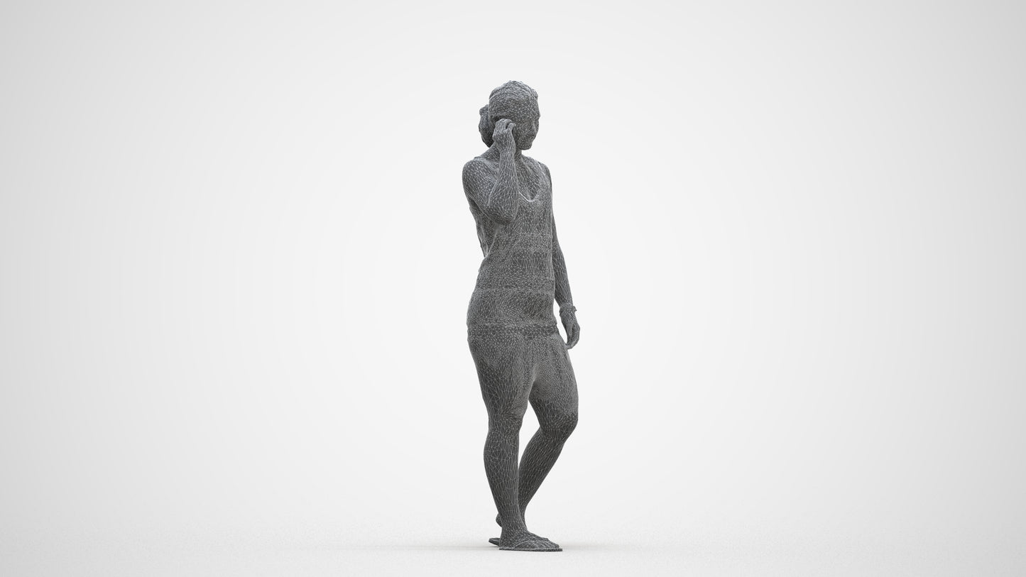 3D people model woman pool, scanned human for 3ds Max rendering, three-quarter front view render