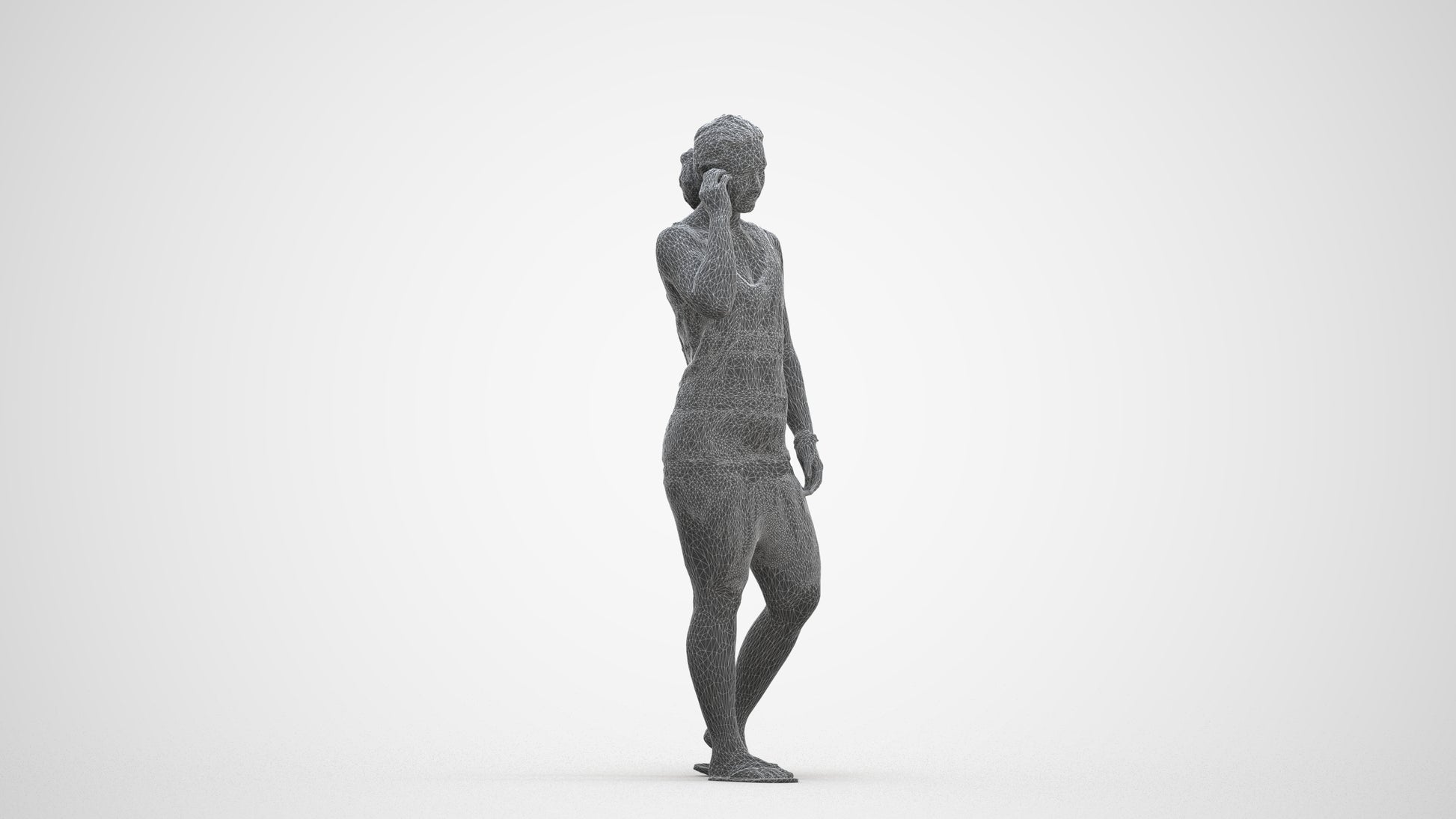 3D people model woman pool, scanned human for 3ds Max rendering, three-quarter front view render