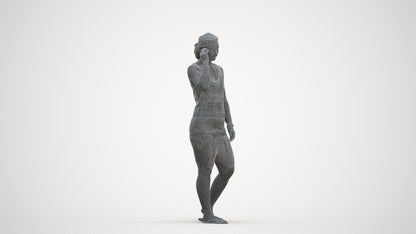 3D people model woman pool, scanned human for 3ds Max rendering, three-quarter front view render