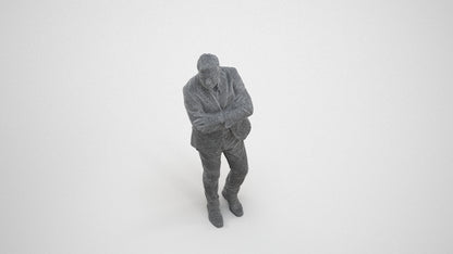 photogrammetry 3D man business, realistic human model archviz FBX, wireframe three-quarter view