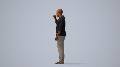 3D people model man bathroom, scanned human for 3ds Max rendering, three-quarter view render