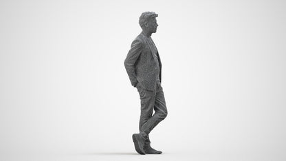 realistic 3D people man casual standing, render-ready for V-Ray and Corona, FBX OBJ, wireframe side view