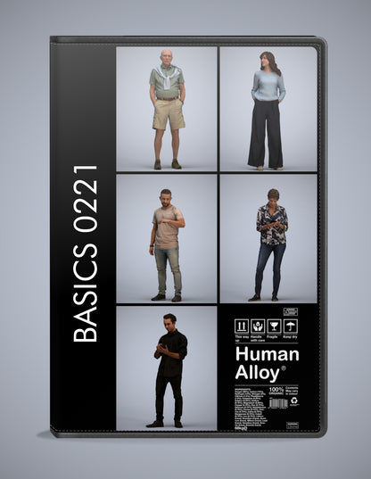 realistic 3D humans standing pack, 5 archviz people FBX OBJ for Blender