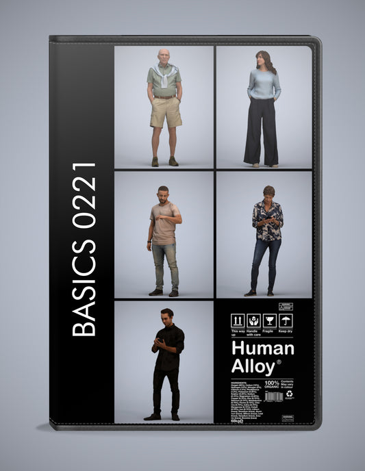 realistic 3D humans standing pack, 5 archviz people FBX OBJ for Blender