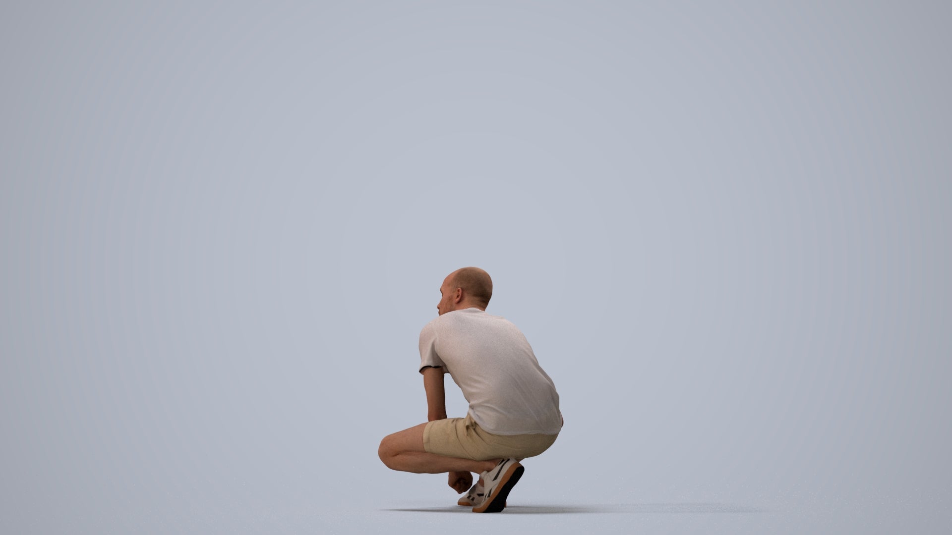 scanned 3D man casual standing, photogrammetry people for Enscape and V-Ray, three-quarter view render