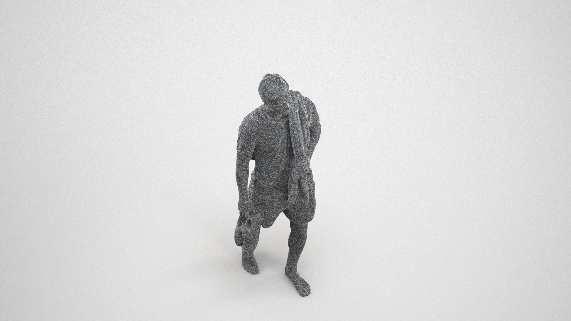 realistic 3D people man casual pool, render-ready for V-Ray and Corona, FBX OBJ, wireframe three-quarter view