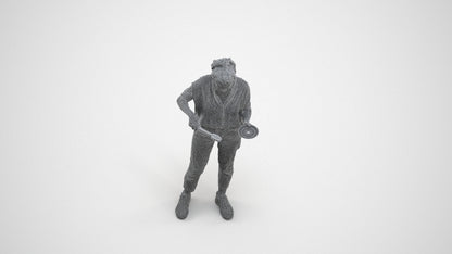 scanned 3D woman casual standing, photogrammetry people for Enscape and V-Ray, wireframe three-quarter view