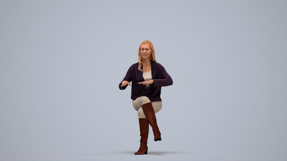 realistic 3D human woman casual sitting, archviz people FBX OBJ for Blender, standing pose render