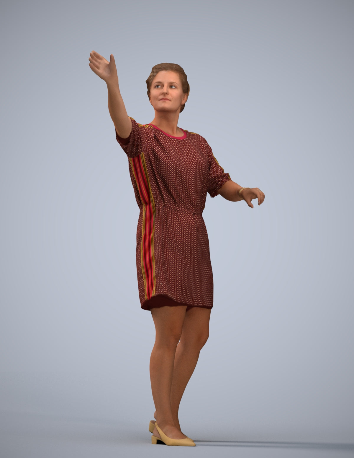 realistic 3D woman casual standing, scanned archviz people for Blender and 3ds Max