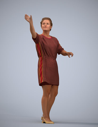 realistic 3D woman casual standing, scanned archviz people for Blender and 3ds Max