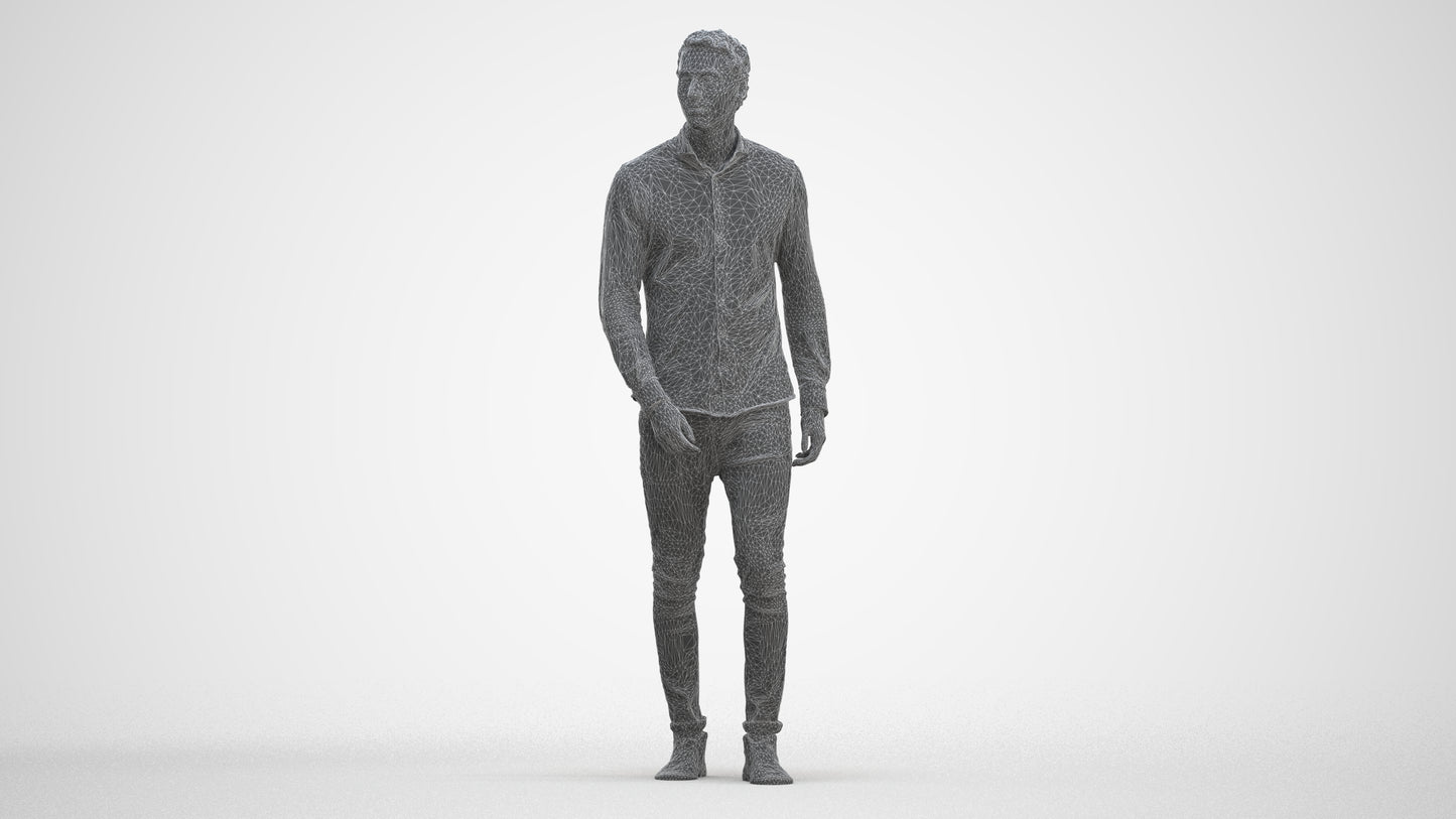 realistic 3D man casual walking, scanned archviz people for Blender and 3ds Max, three-quarter front view render
