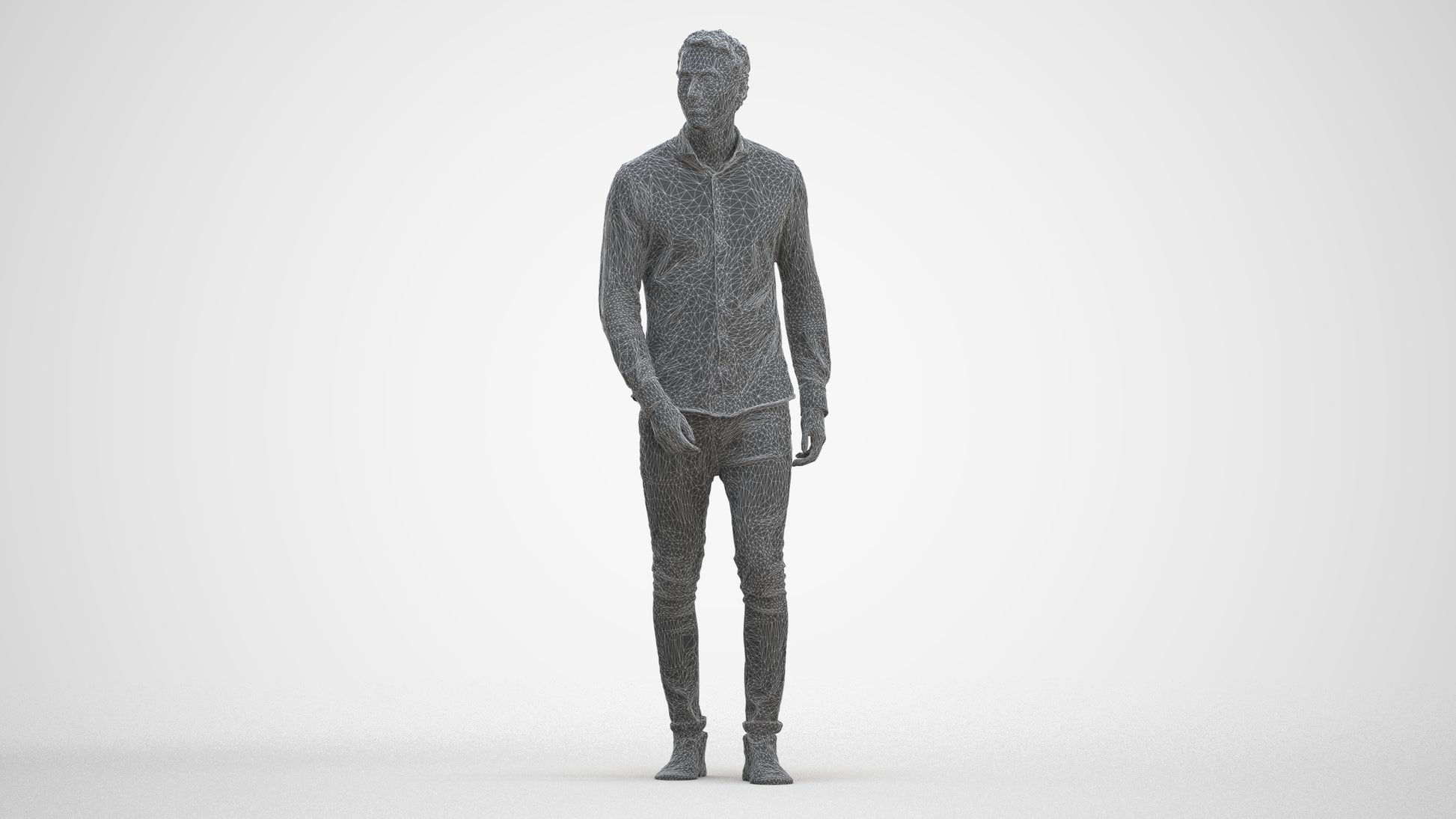 realistic 3D man casual walking, scanned archviz people for Blender and 3ds Max, three-quarter front view render