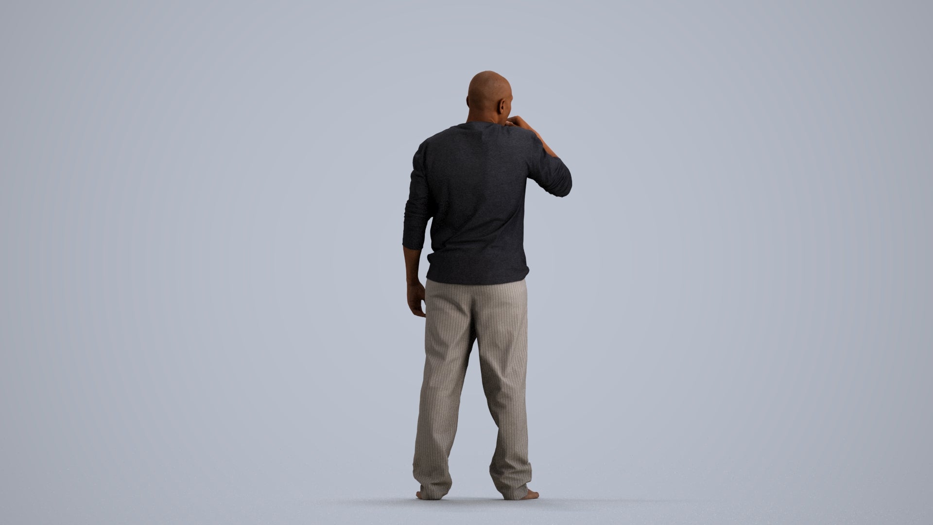 3D people model man bathroom, scanned human for 3ds Max rendering, front view render