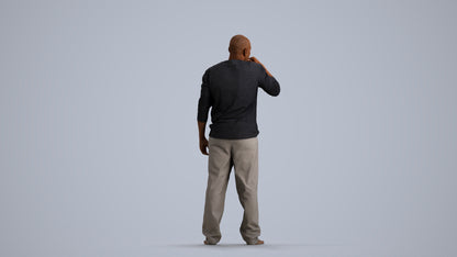 3D people model man bathroom, scanned human for 3ds Max rendering, front view render