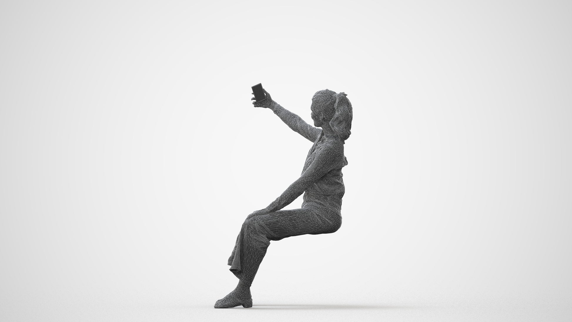 3D people model woman casual sitting, scanned human for 3ds Max rendering, square thumbnail