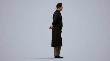 scanned 3D man hospitality, photogrammetry people for Enscape and V-Ray, side view render