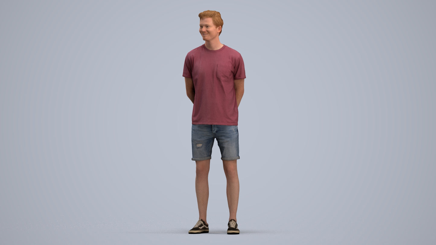 photogrammetry 3D man casual standing, realistic human model archviz FBX, standing pose render