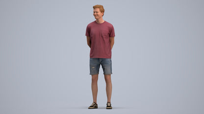 photogrammetry 3D man casual standing, realistic human model archviz FBX, standing pose render