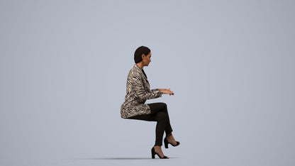 3D scanned woman business, photorealistic archviz people for Enscape and SketchUp, side view render