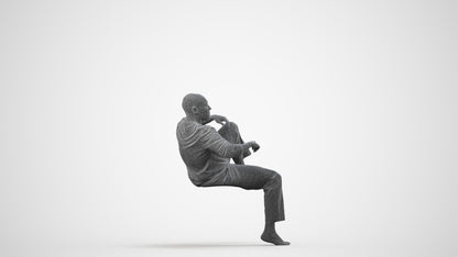 3D people model man casual bathroom, scanned human for 3ds Max rendering, wireframe side view