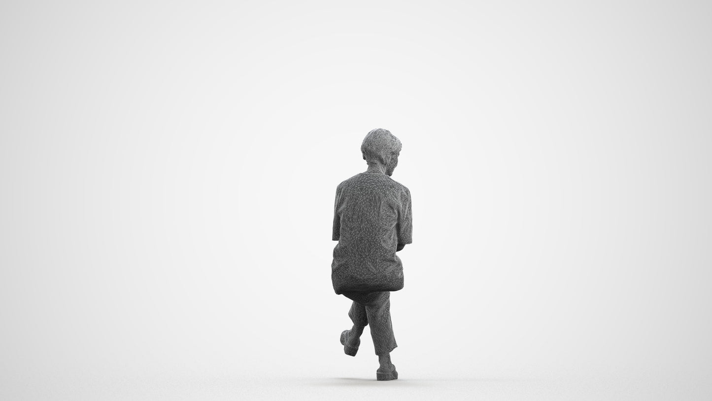realistic 3D people senior woman medical, render-ready for V-Ray and Corona, FBX OBJ, wireframe front view