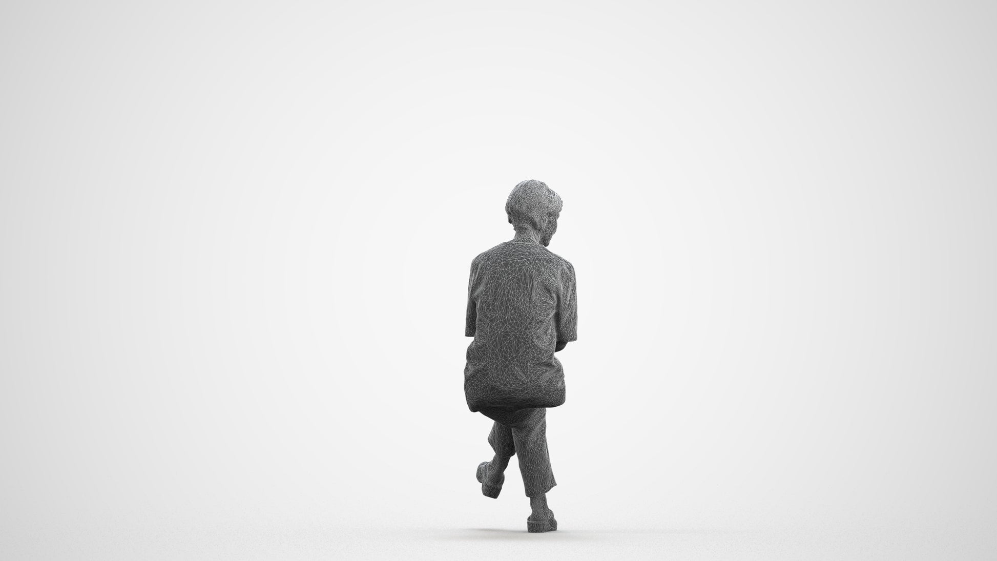 realistic 3D people senior woman medical, render-ready for V-Ray and Corona, FBX OBJ, wireframe front view