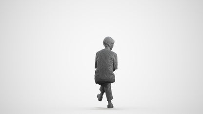 realistic 3D people senior woman medical, render-ready for V-Ray and Corona, FBX OBJ, wireframe front view