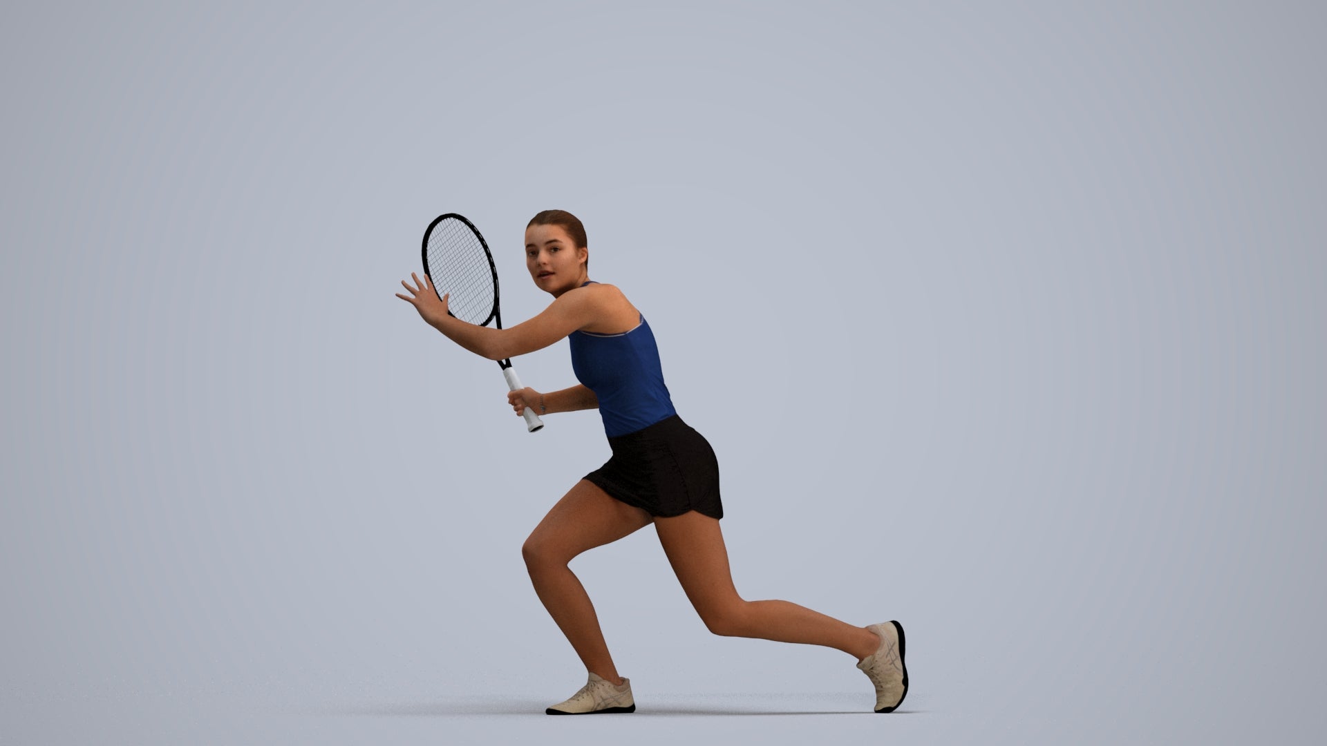 realistic 3D human girl sport, archviz people FBX OBJ for Blender, standing pose render