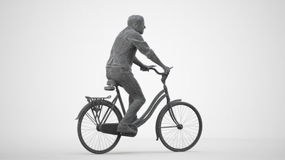 3D scanned man cycling casual, photorealistic archviz people for Enscape and SketchUp, wireframe side view