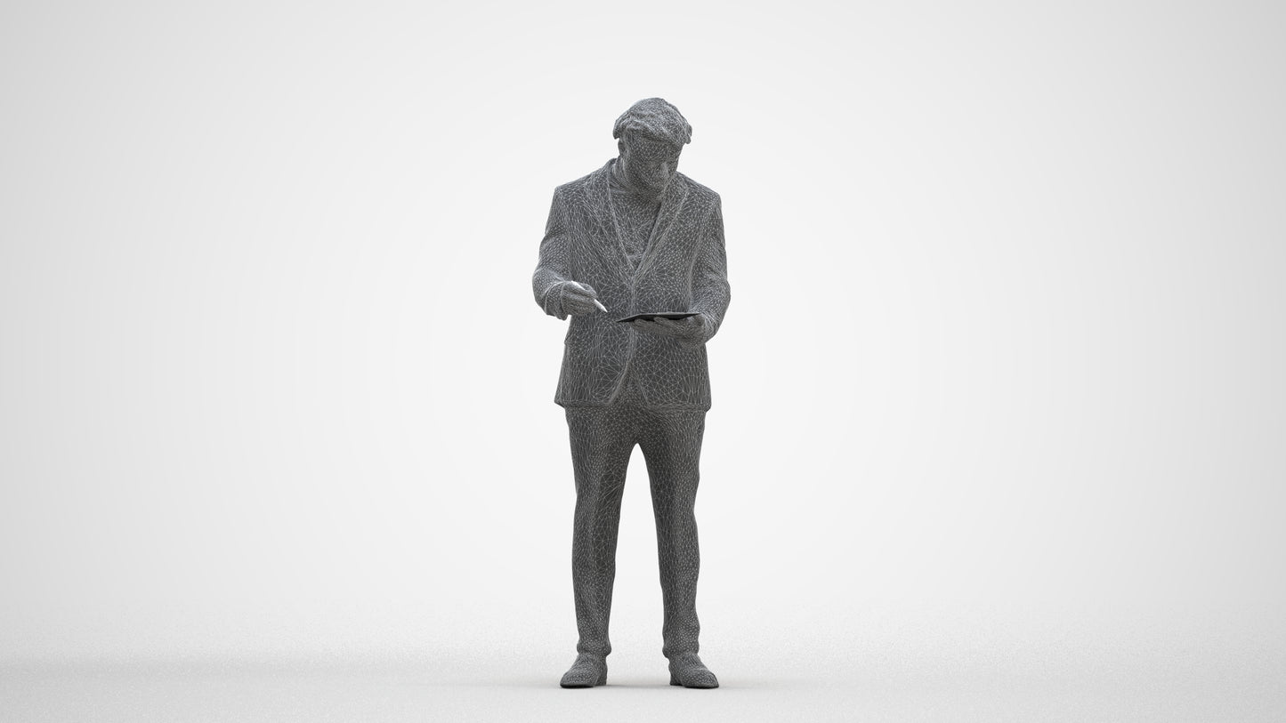 realistic 3D man business, scanned archviz people for Blender and 3ds Max, three-quarter front view render