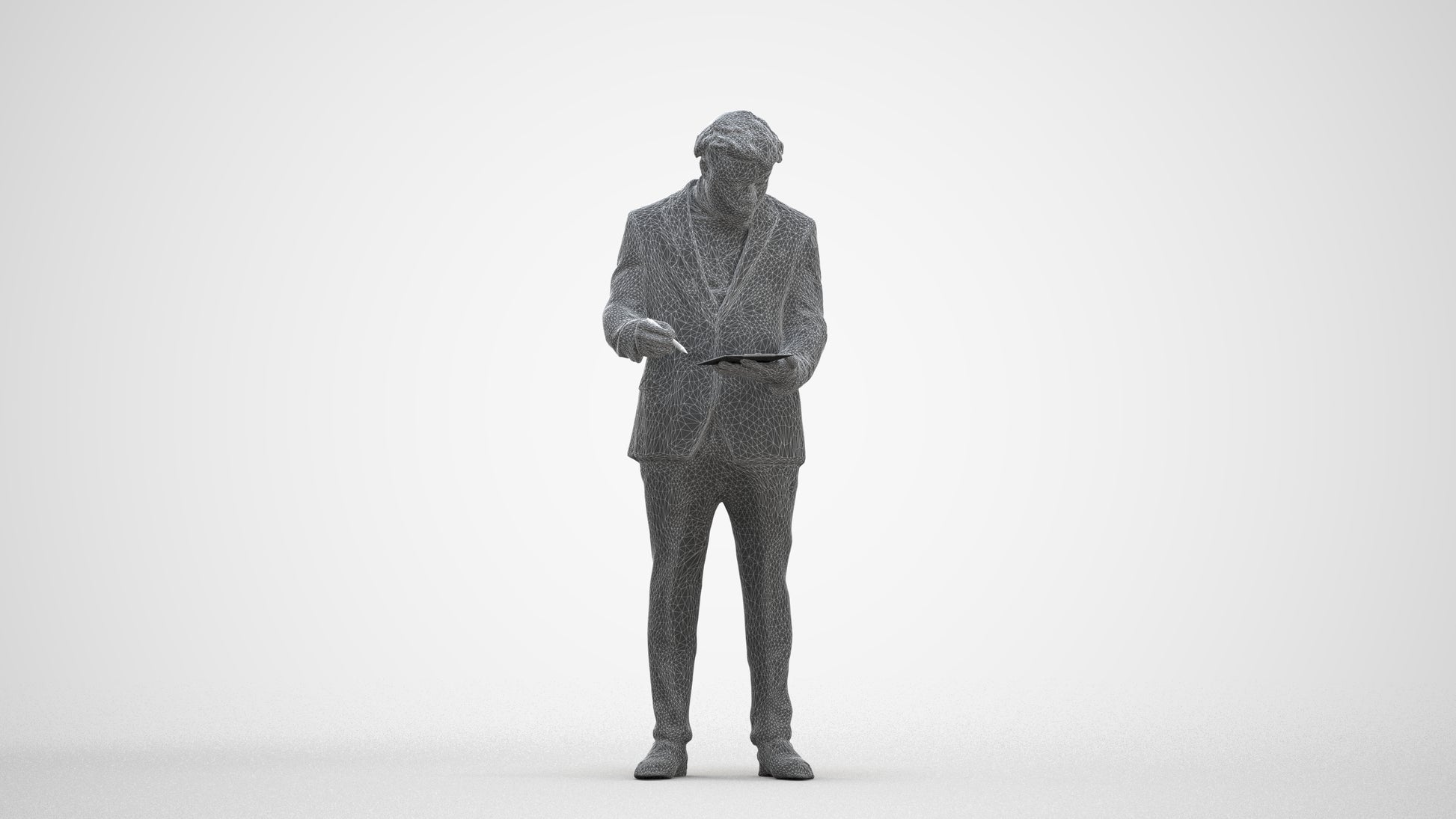 realistic 3D man business, scanned archviz people for Blender and 3ds Max, three-quarter front view render