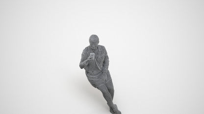 scanned 3D woman casual sitting, photogrammetry people for Enscape and V-Ray, wireframe three-quarter view