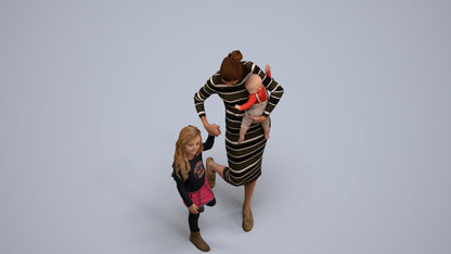 realistic 3D people girl casual kids, render-ready for V-Ray and Corona, FBX OBJ, back view render