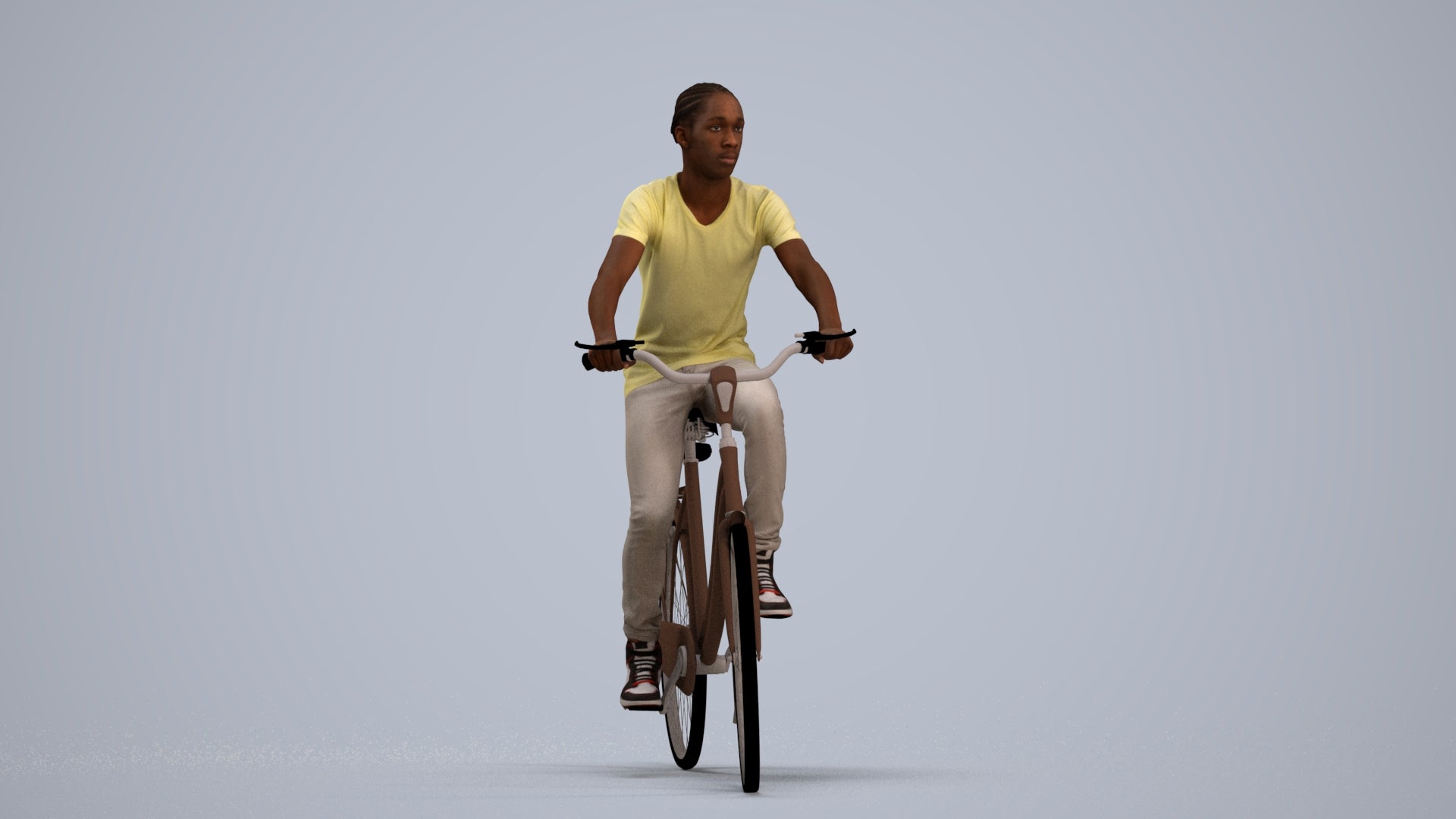 realistic 3D boy casual cycling, scanned archviz people for Blender and 3ds Max, standing pose render