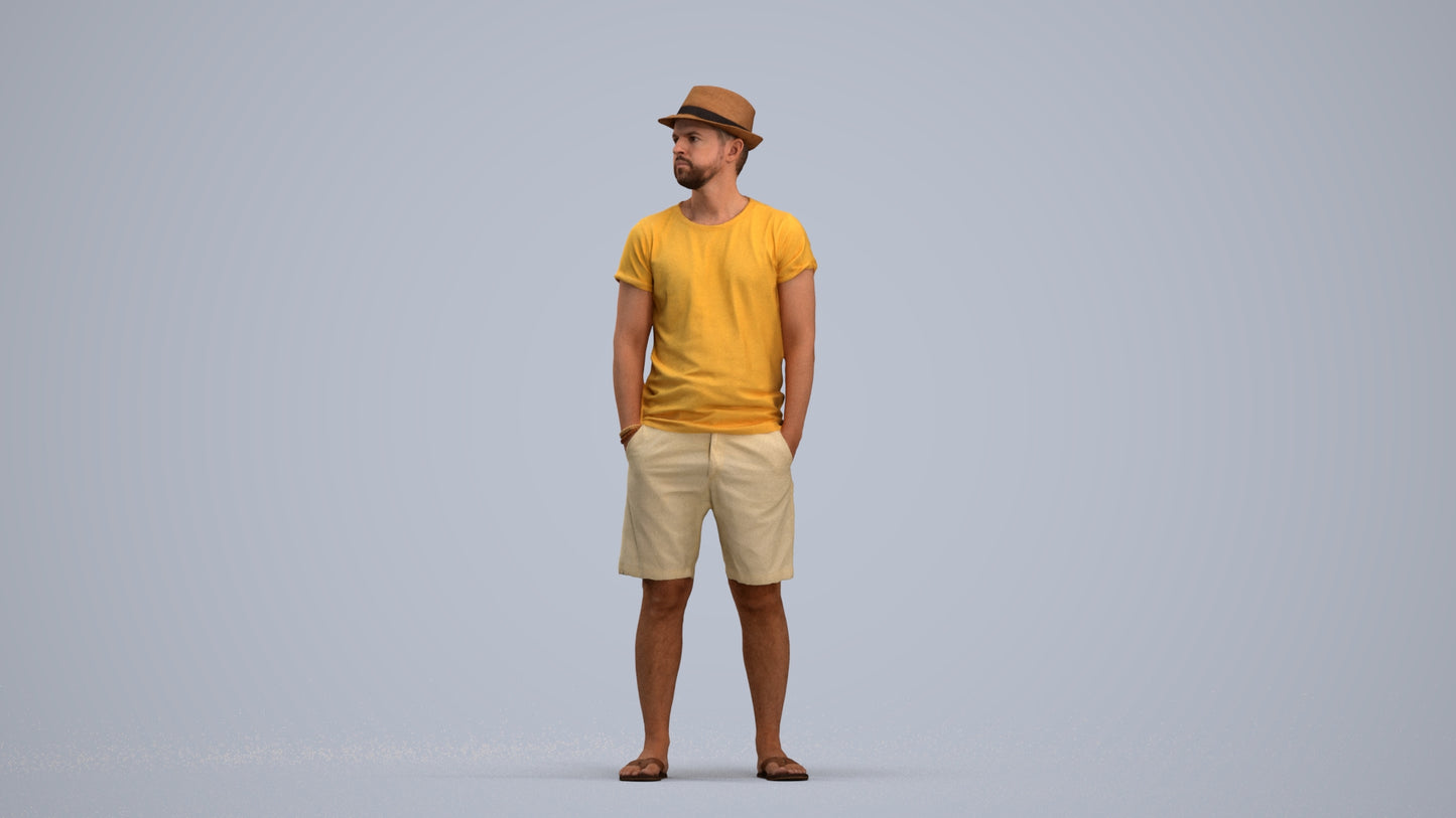 3D scanned man standing casual, photorealistic archviz people for Enscape and SketchUp, standing pose render