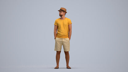 3D scanned man standing casual, photorealistic archviz people for Enscape and SketchUp, standing pose render